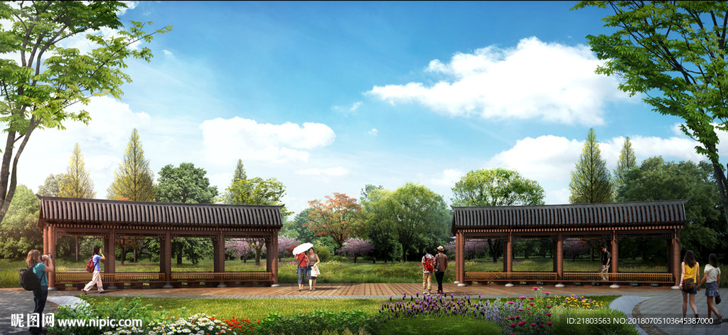 亭廊公园效果图