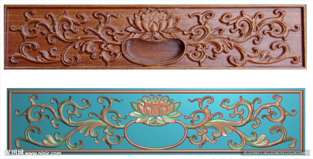 荷花莲花洋花抽屉围板精雕图浮雕