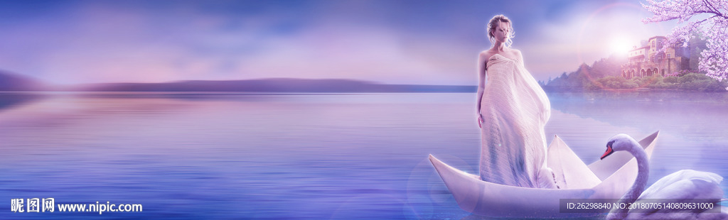 地产广告设计图背景唯美天鹅美女