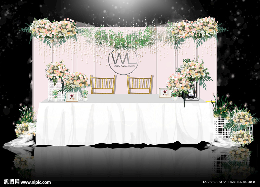 粉色 浪漫 婚礼签到效果图