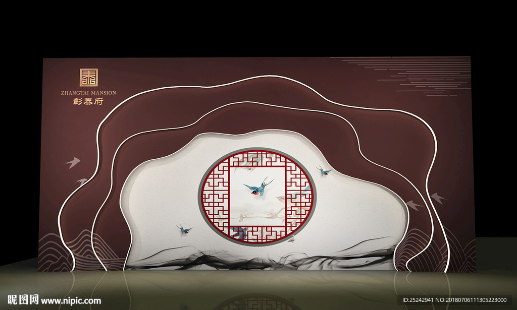 新中式合影造型墙