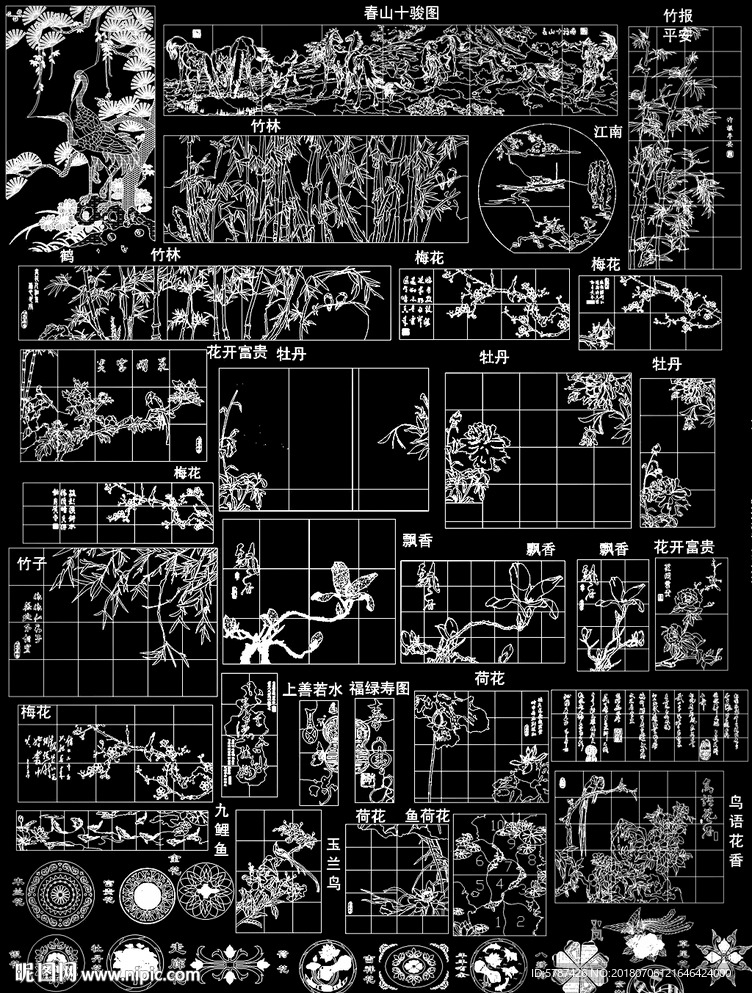 大理石雕花CAD图库