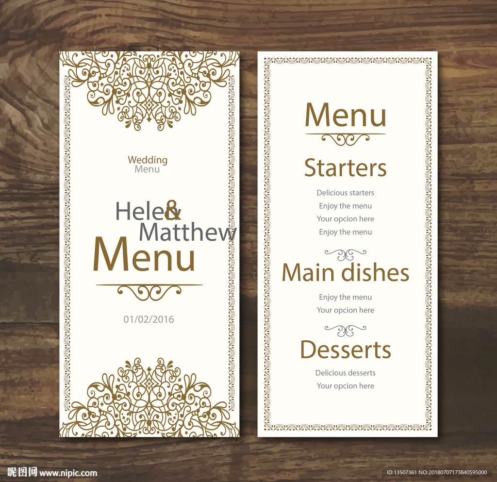 欧式大气简约竖版菜单模板图片