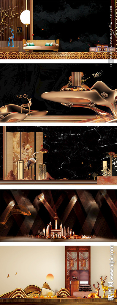 黑金炫酷企业房地产展架展板背景