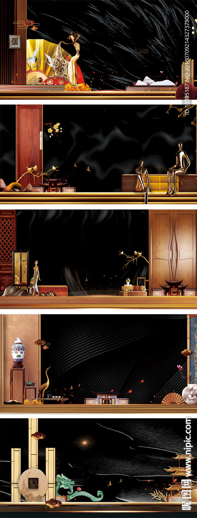 黑金炫酷企业房地产展架展板背景