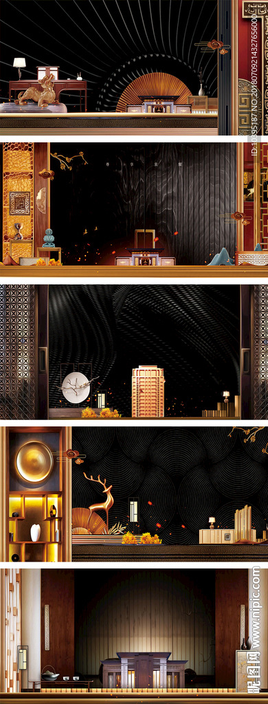 黑金炫酷企业房地产展架展板背景