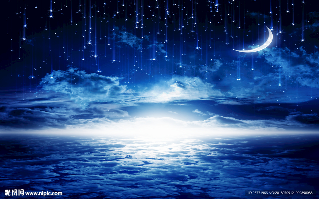 大型高清银河系月亮梦幻背景