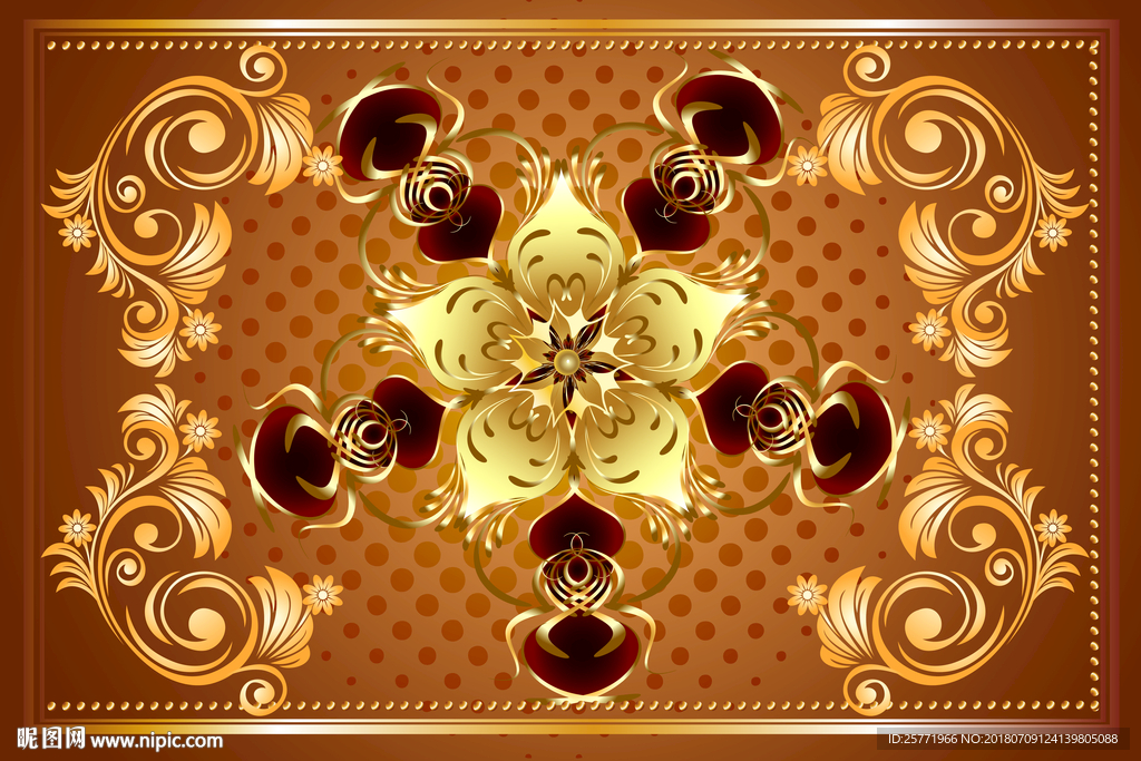 大型大花穹顶天顶地毯印花图案