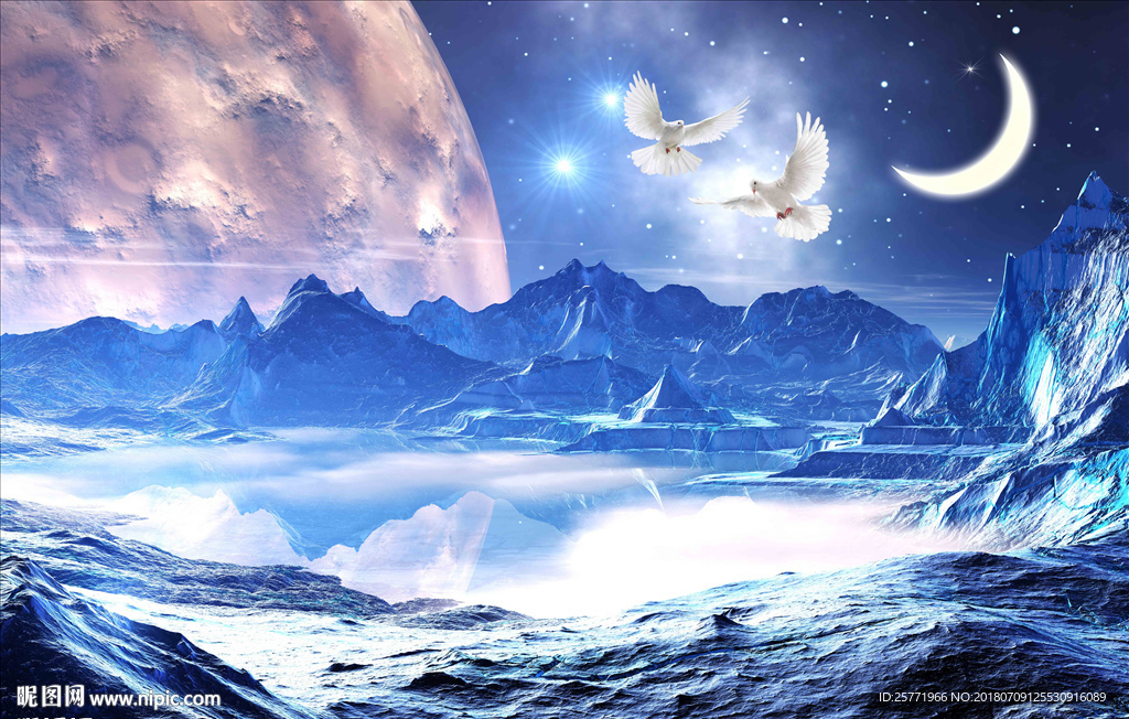 大型梦幻宇宙星空蓝色背景