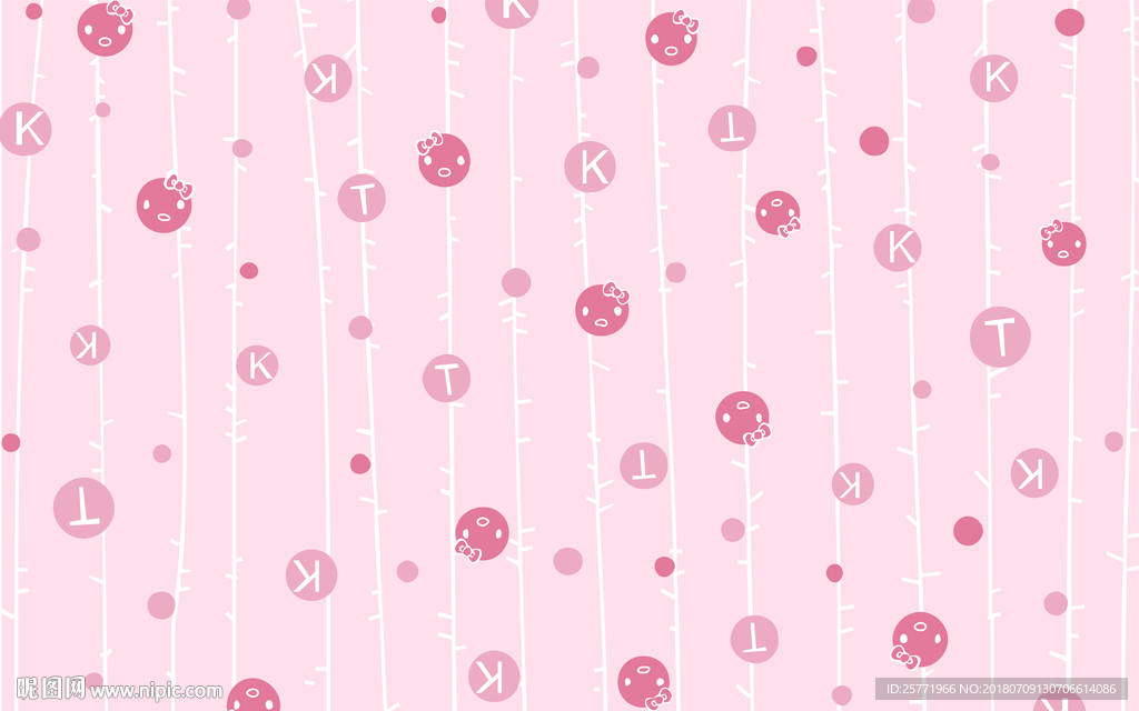 大型粉色卡通线条背景壁纸