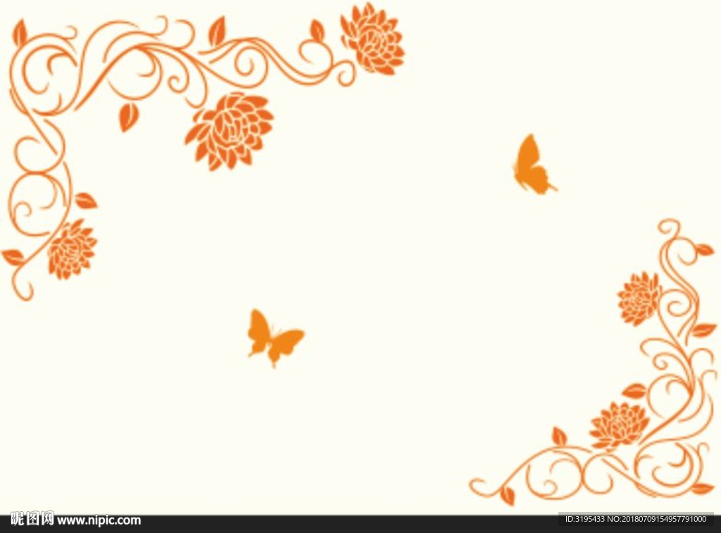 蝴蝶花 对角花 矢量图 硅藻泥