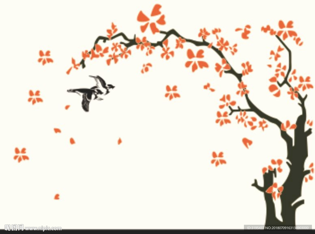 梅花 树 花鸟 硅藻泥图案