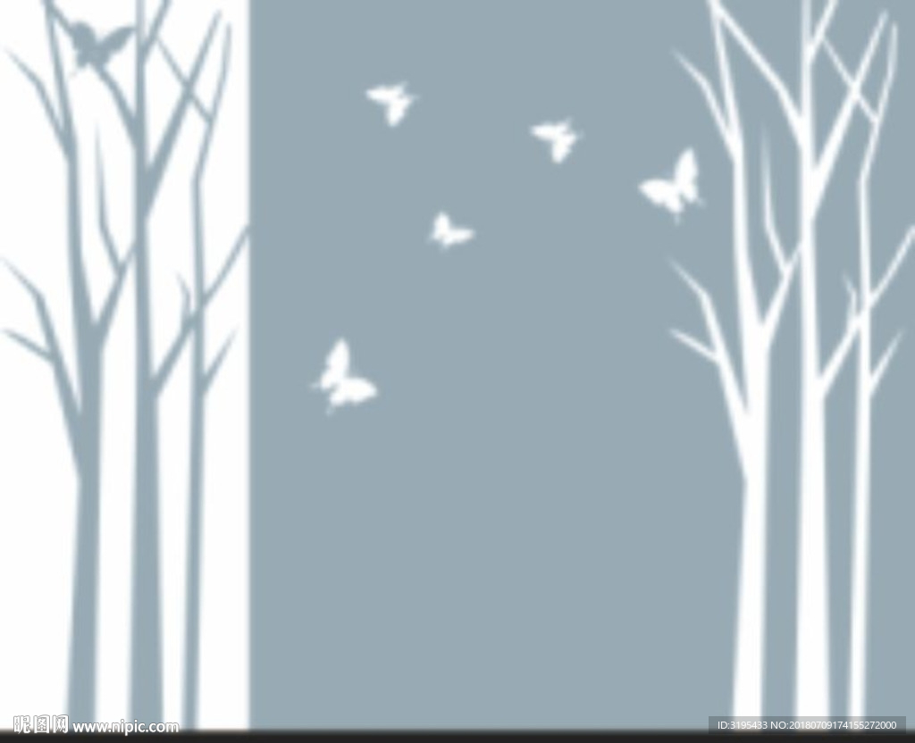 树 树枝 蝴蝶 硅藻泥电视墙