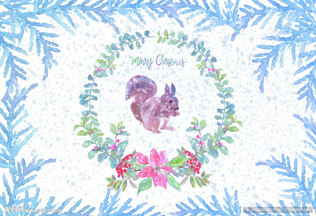 森林物植物花卉花环插画