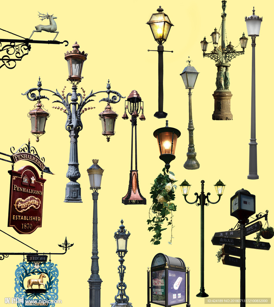 欧式路灯门牌指示集合