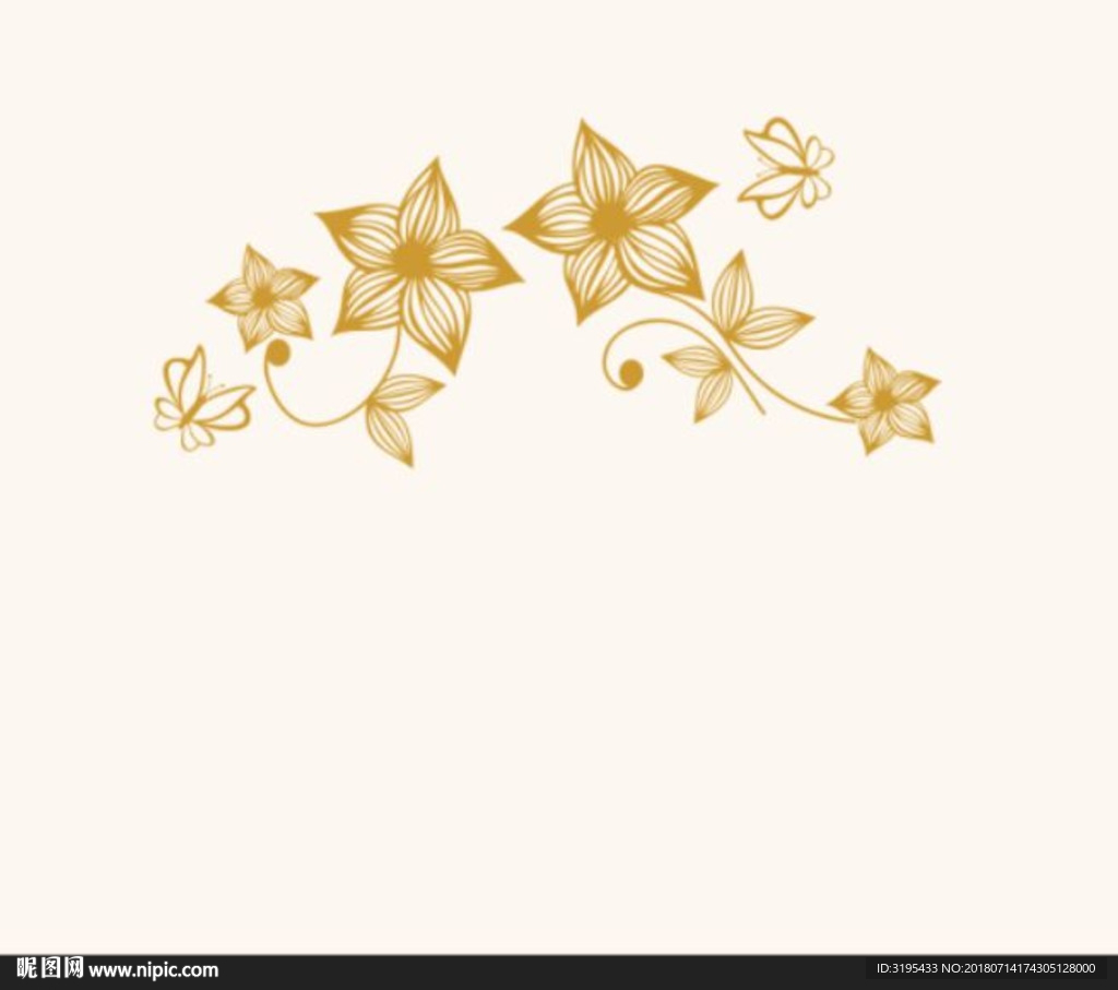 线条花 床头蝴蝶花矢量 爱情