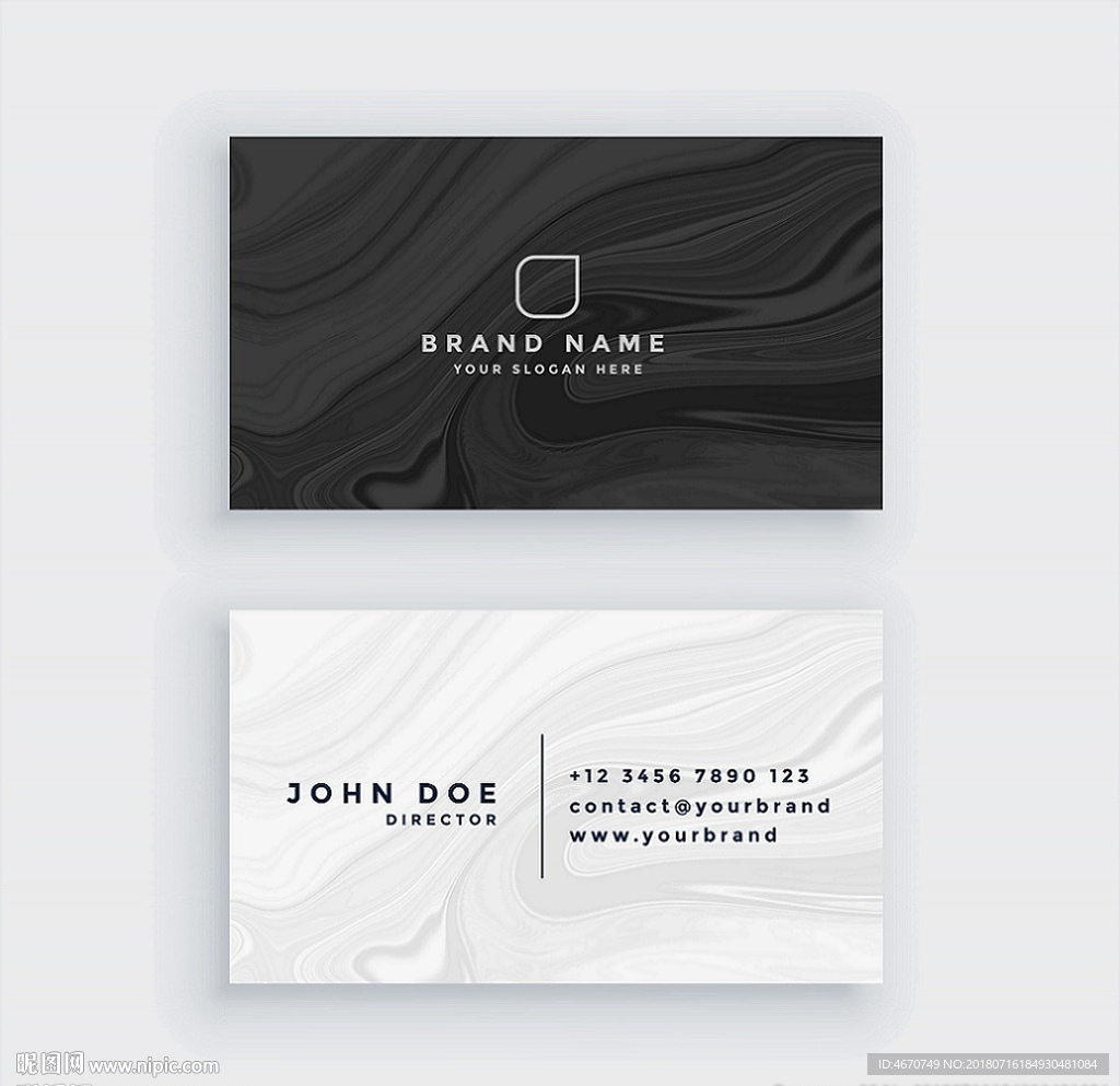 黑白抽象大理石纹理名片