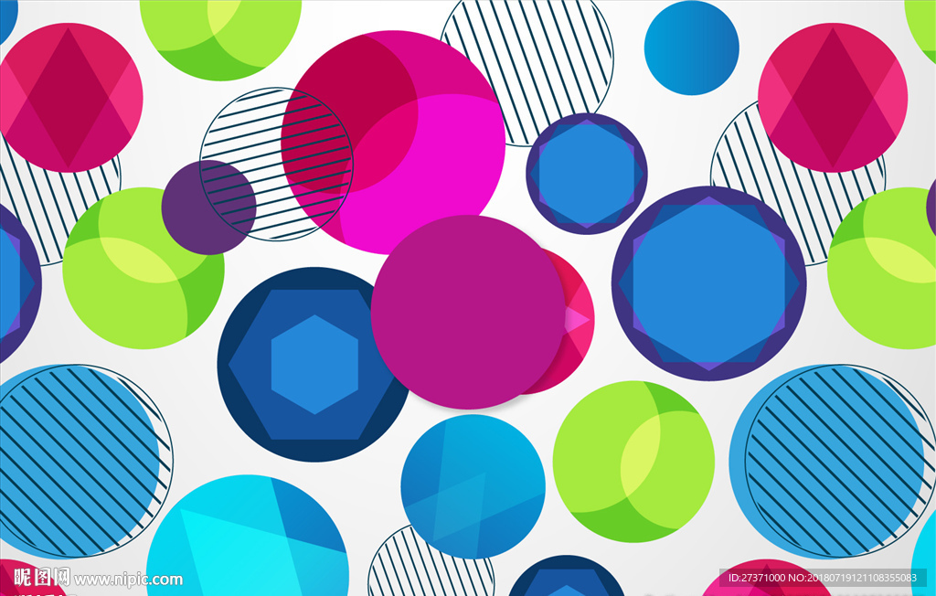 矢量彩色多圈气泡素材图