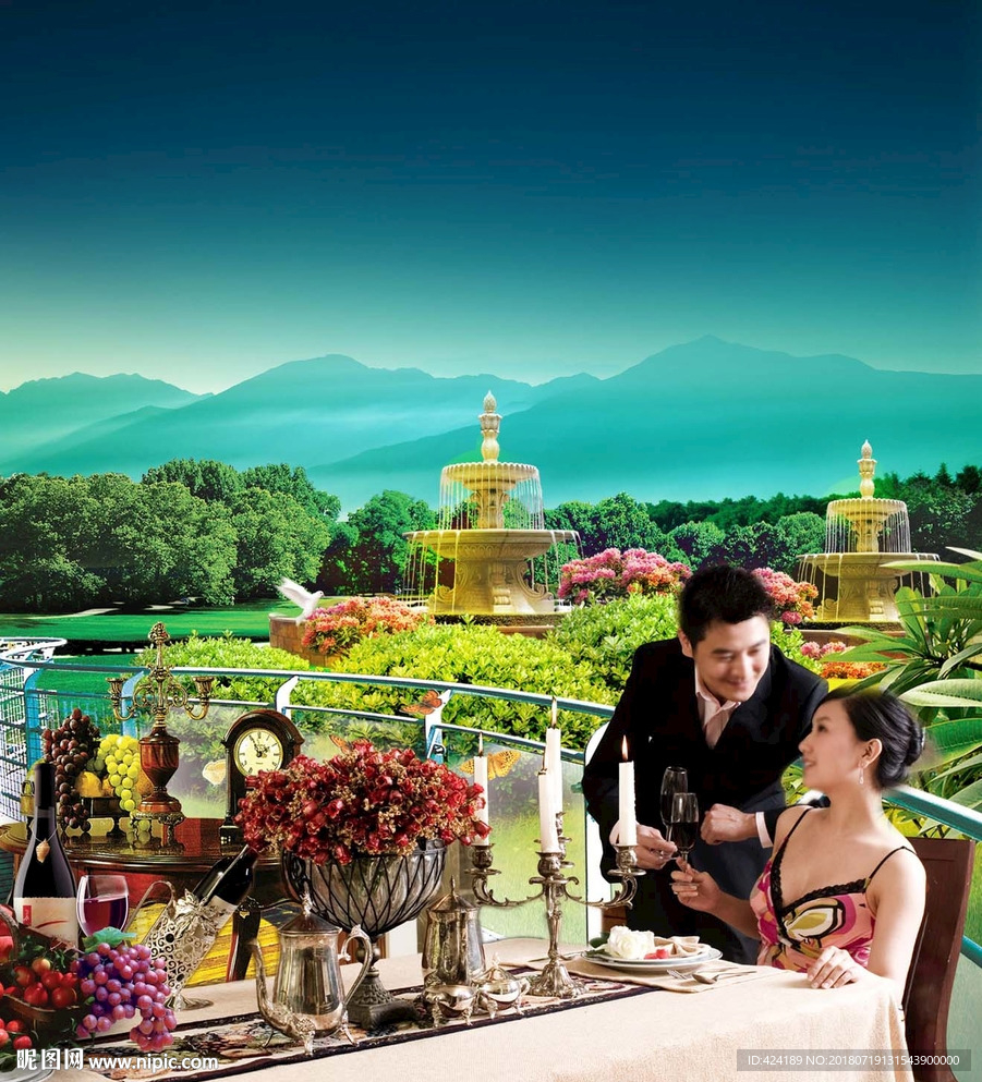 豪宅地产广告阳台公园景观