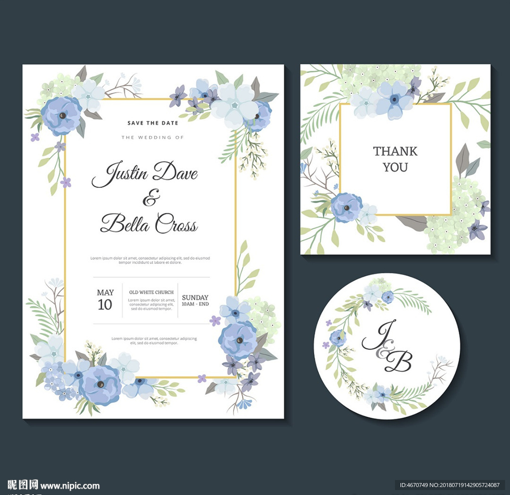 手绘水彩花卉邀请函DVD封面