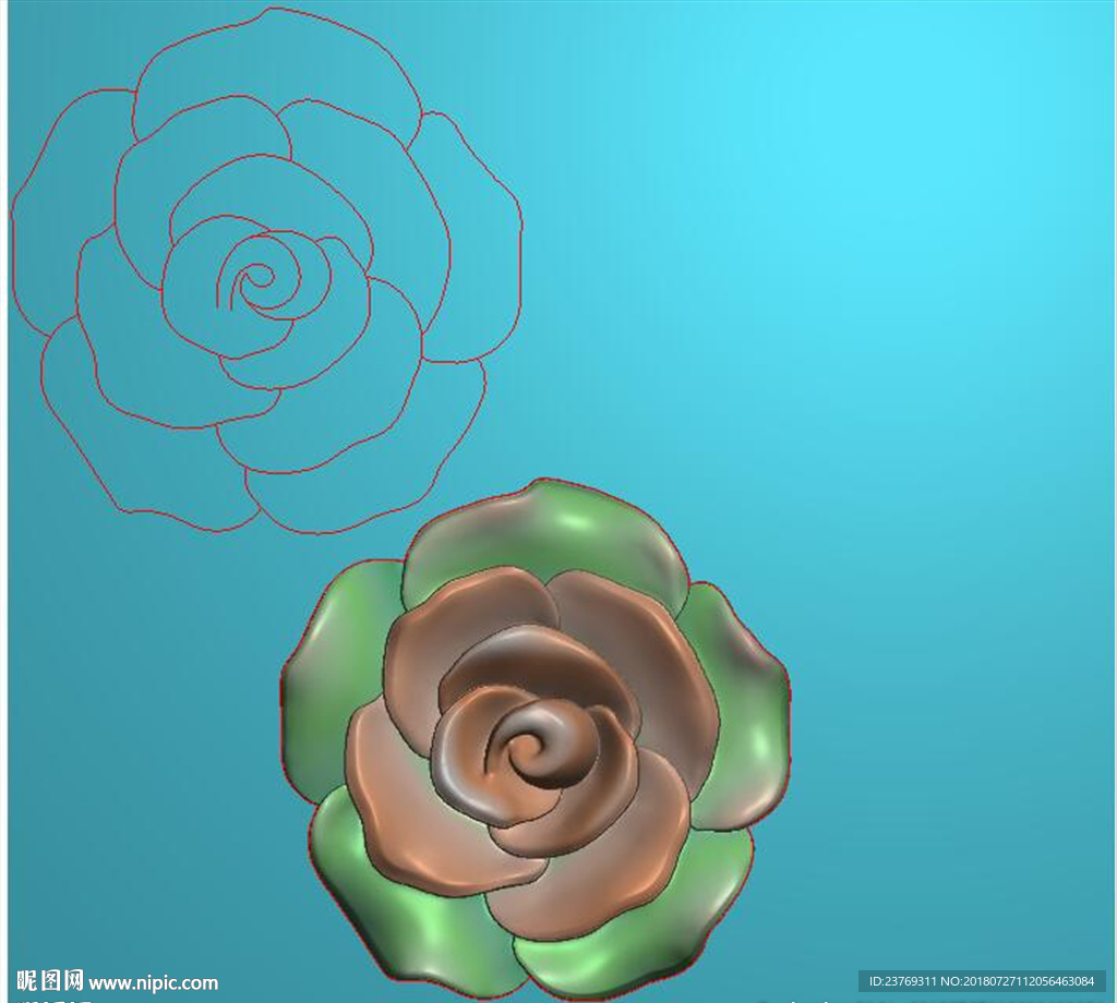 玉雕玫瑰花挂件花朵花瓣精雕图