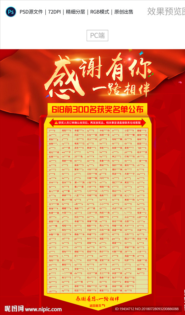 感谢有你 — 中奖名单