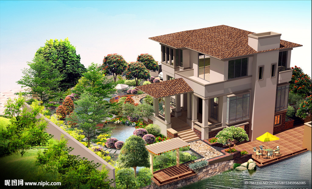 别墅庭院鸟瞰图