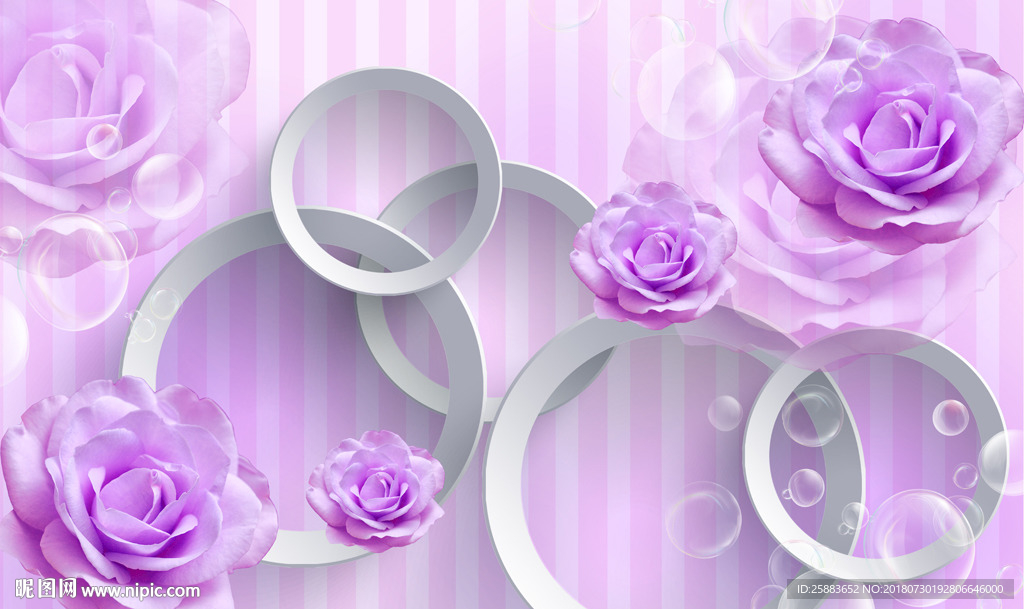 时尚温馨鲜花3D电视背景墙