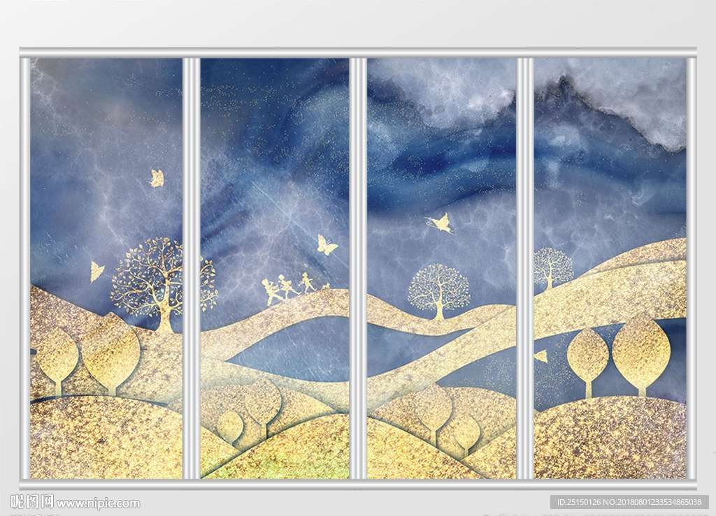 现代抽象金路移门