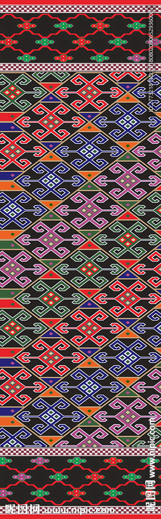 矢量图织锦图案《单八勾》