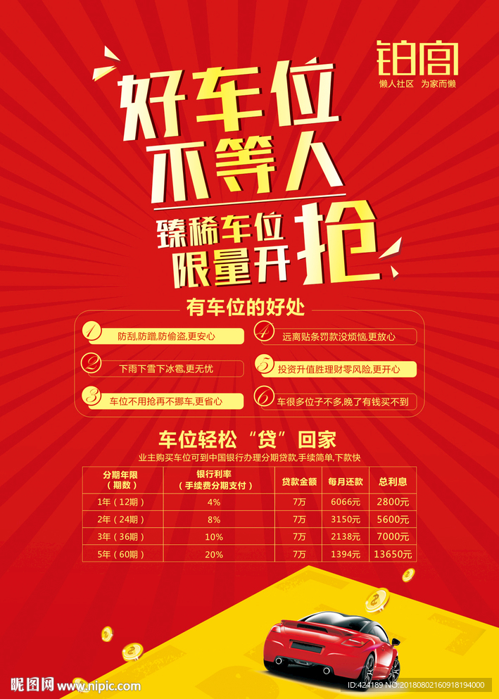 地下车位车位单页海报