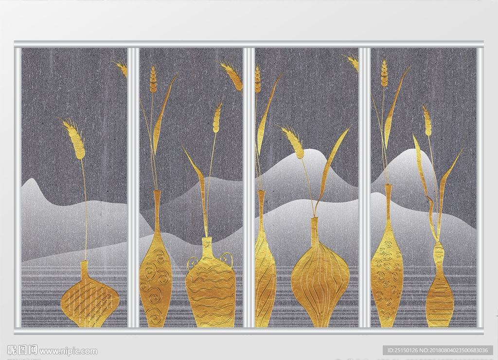 现代花瓶花卉移门