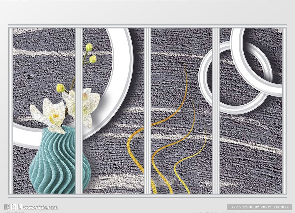 现代唯美大气花瓶几何移门