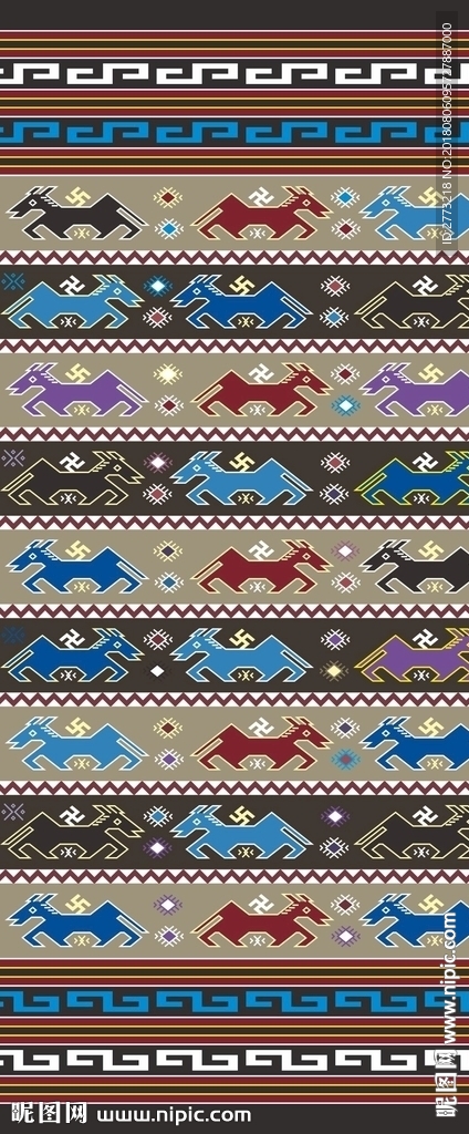 土家织锦矢量图案小马花