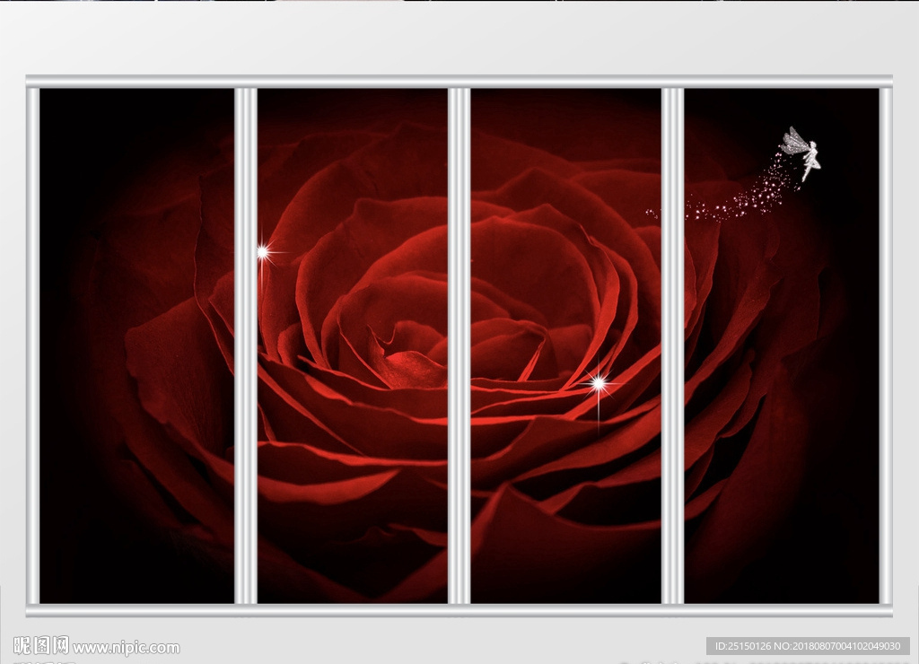 时尚简约玫瑰花移门