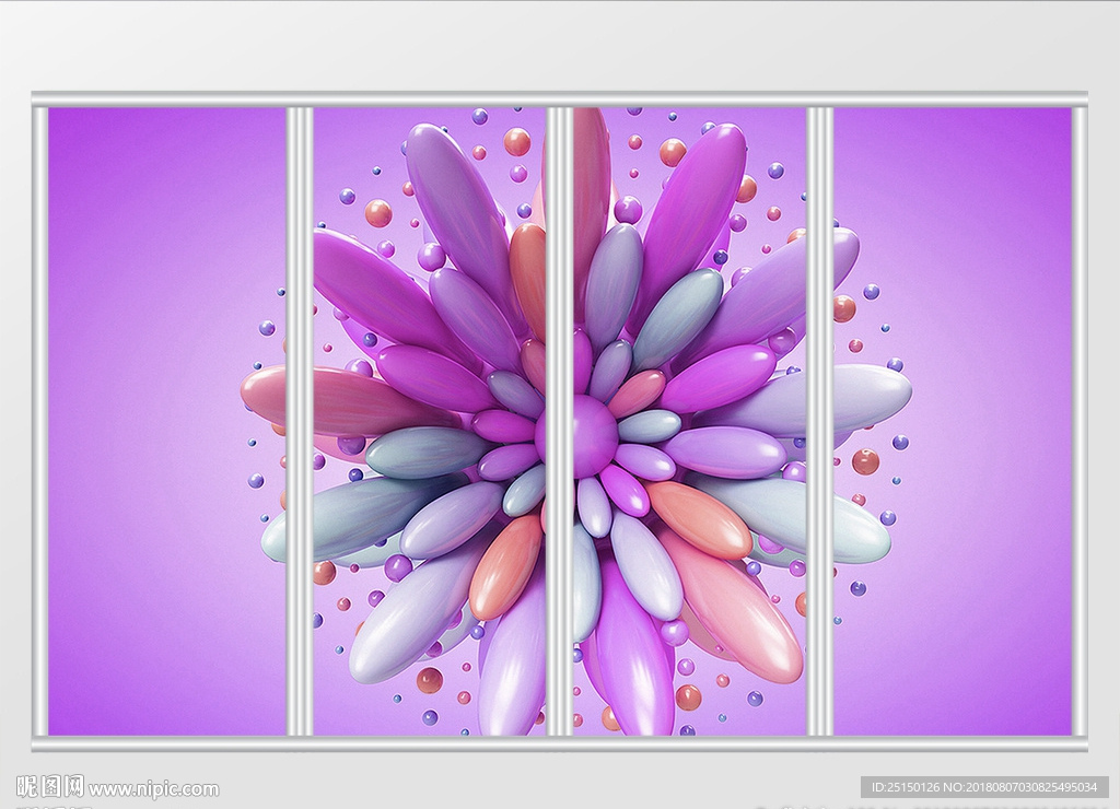 3D浮雕花卉移门