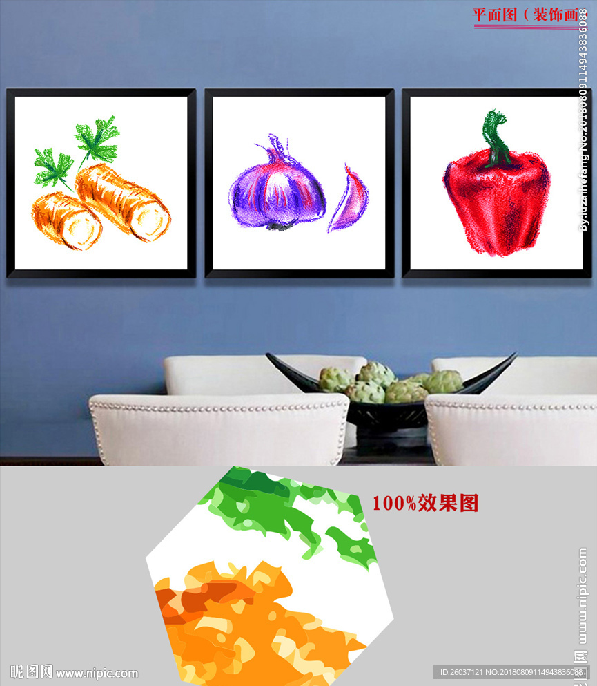 餐厅手绘水彩蔬菜欧式装饰画