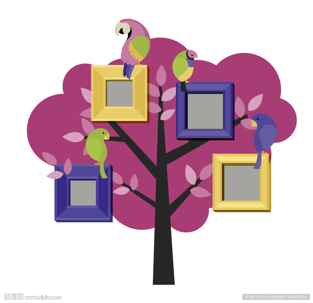 矢量大树照片墙