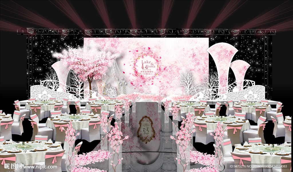 粉色樱花主题婚礼仪式区