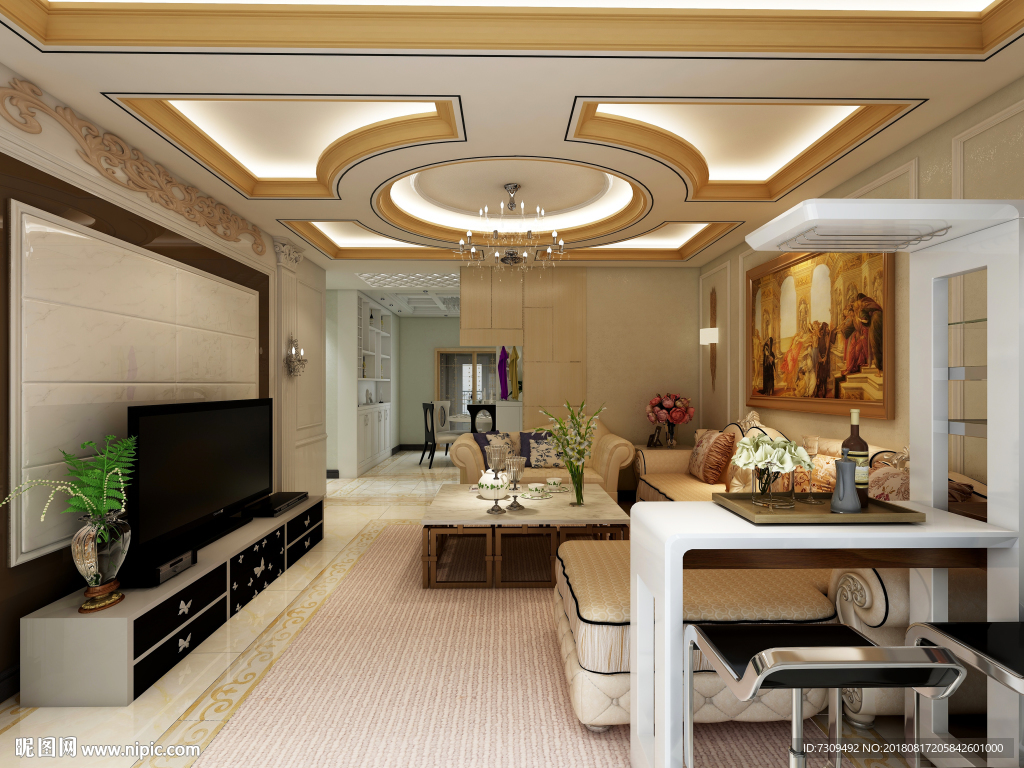 欧式家居客餐厅装修效果图