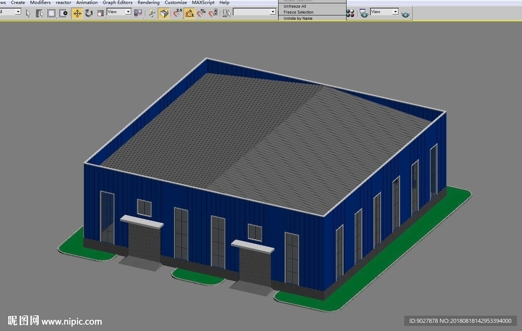 车间库房厂房模型效果图