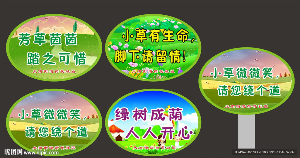 公园指示牌 蓝天小草