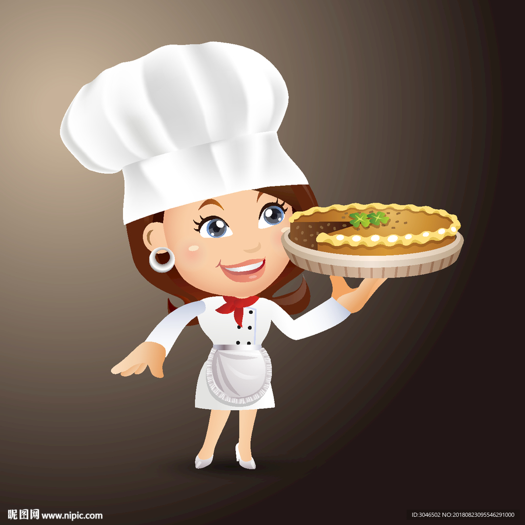 矢量卡通动漫美女厨师