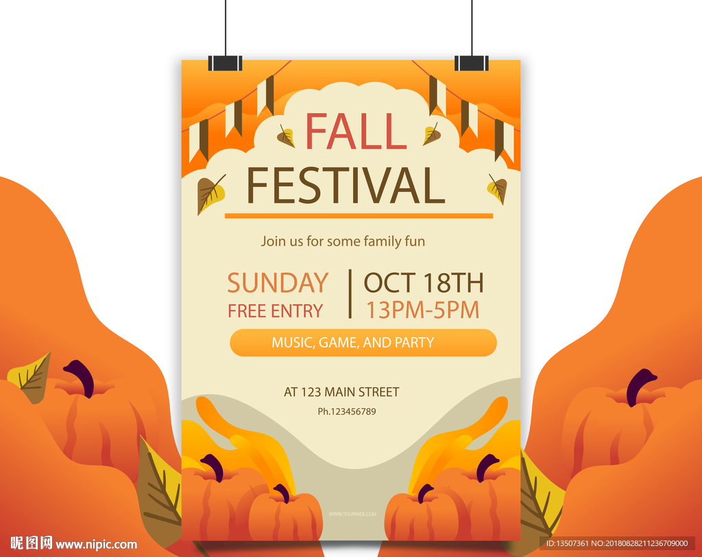 手绘欧式大气秋天海报设计