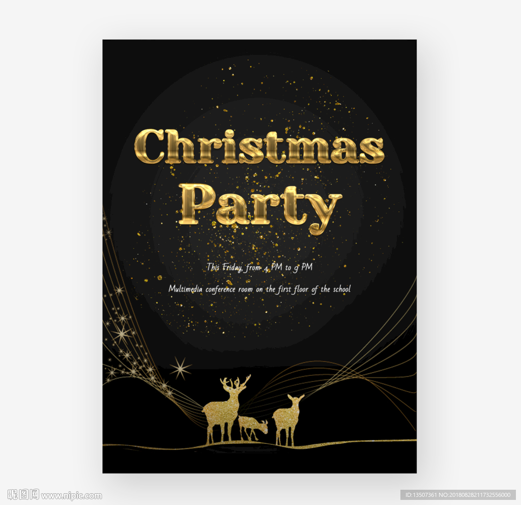 时尚大气驯鹿新年海报设计