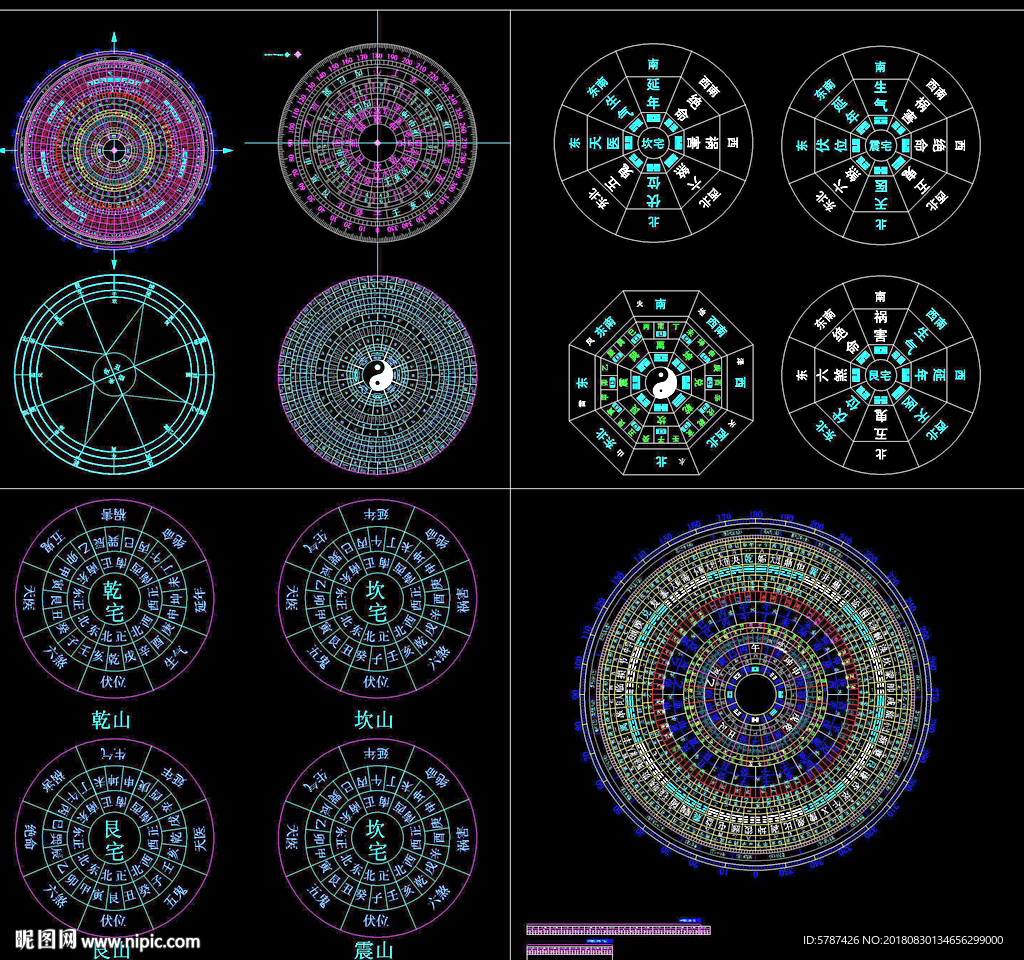 罗盘鲁班尺CAD图