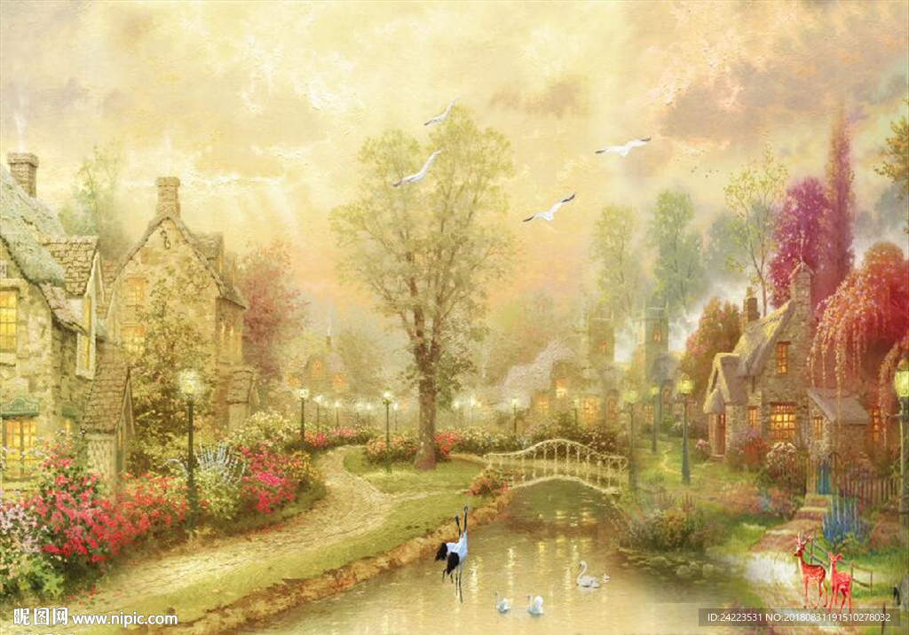 唯美油画唯美童话世界油画风景