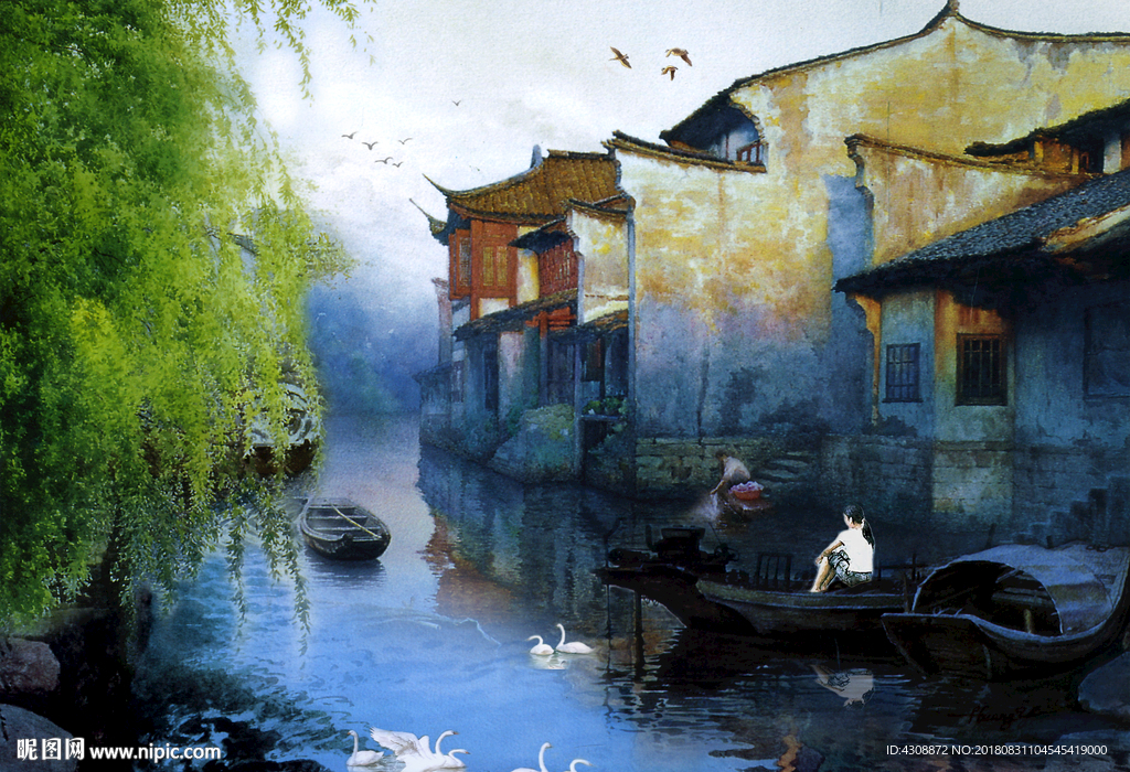 油画 江南水乡