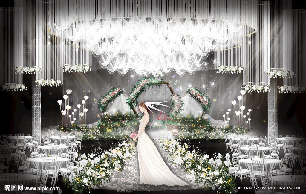 白绿色婚礼效果图