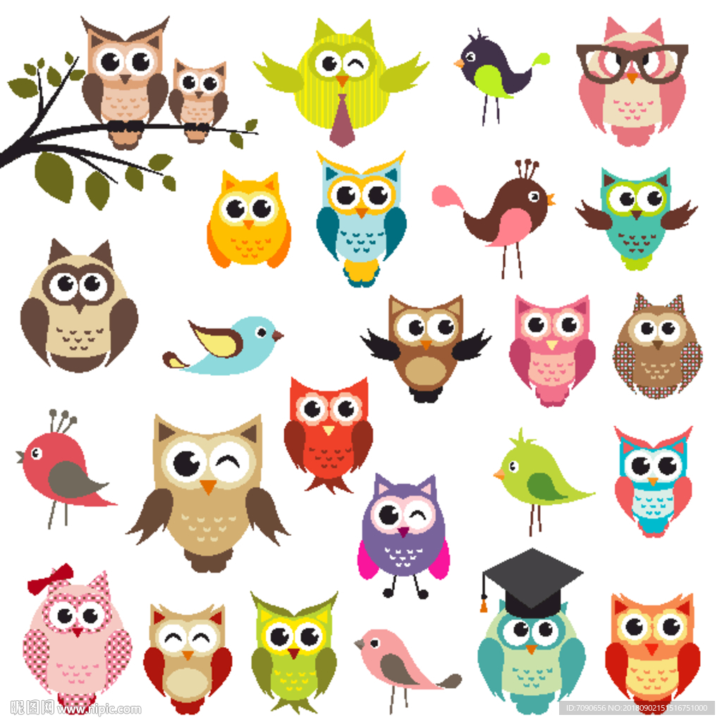 卡通可爱猫头鹰